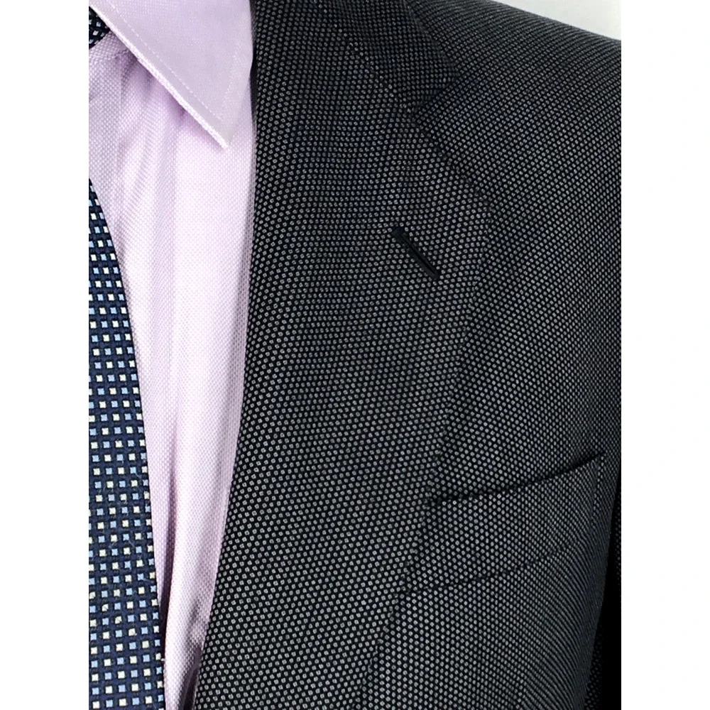 40R-41R Brioni Italy Roma Mens 2 Bttn Vtg 100% Wool Blazer Birdseye Pencil Gray